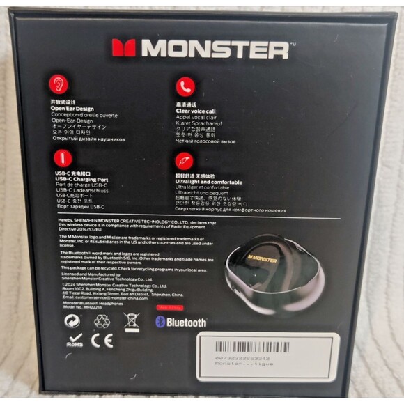 Monster Open Ear AC360 Bluetooth Headset Listen Music Anywhere Air conduction - Picture 9 of 12